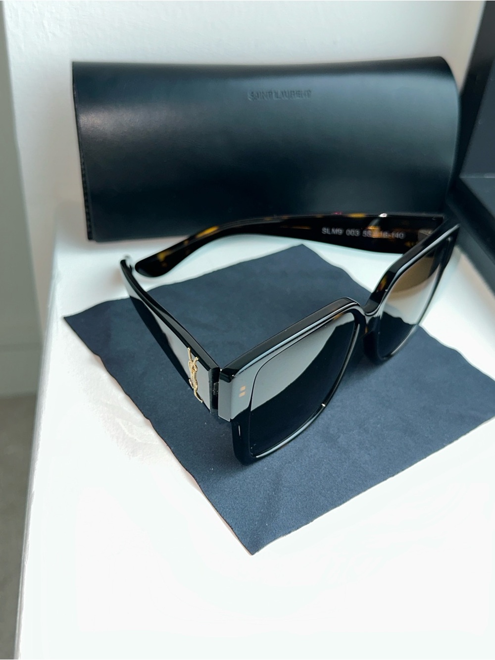 Saint Laurent Black and Gold Oversized Cat-Eye Sunglasses - Picture 11 of 16